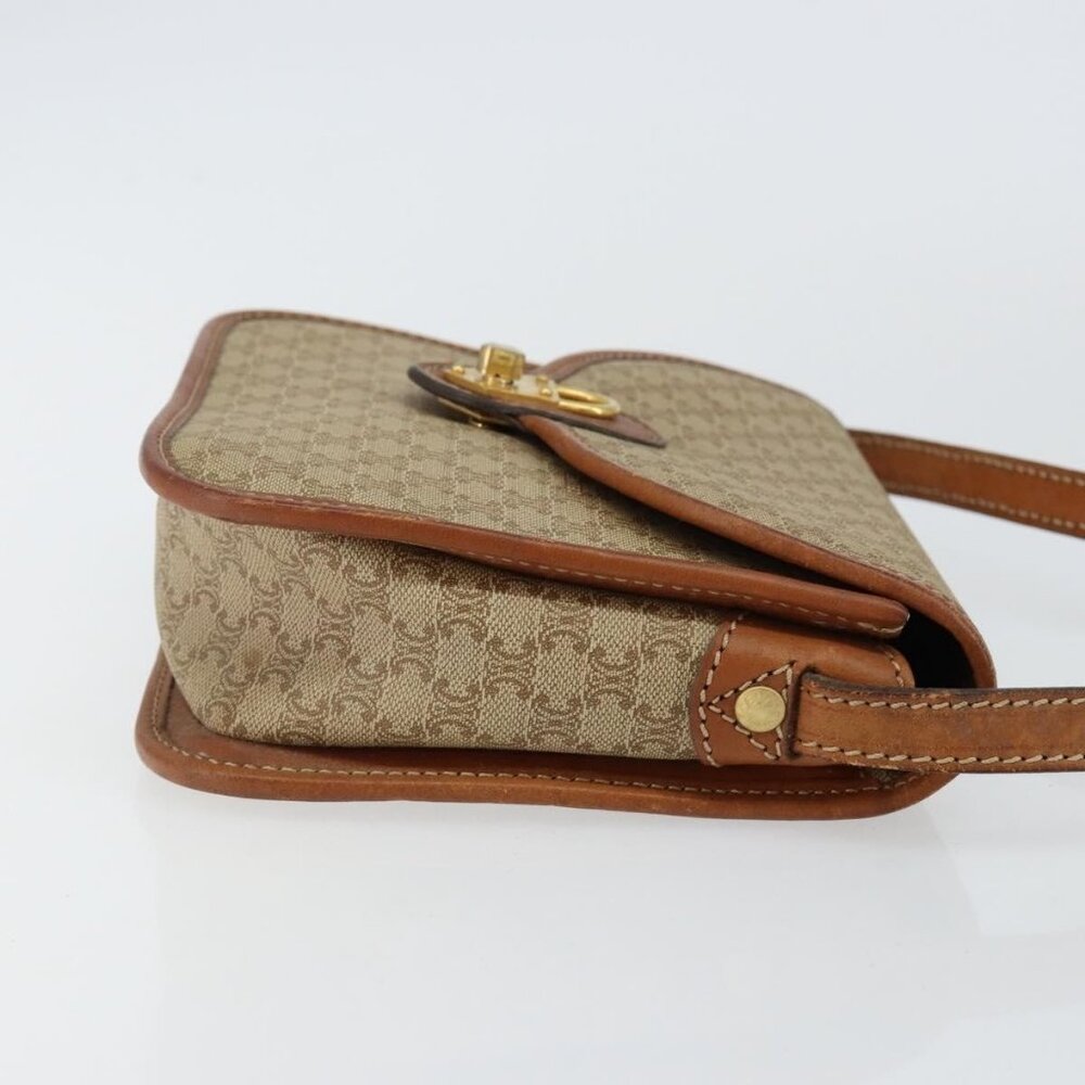 Authentic CELINE Macadam Canvas Shoulder Bag PVC Beige Gold - Picture 11 of 16